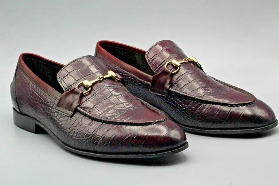 Mens Handmade Crocodile Leather Dress Shoes Formal Moccasin Loafers New