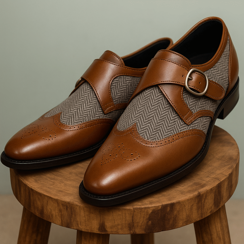 Tweed Wing Tip Casual Dress Shoe