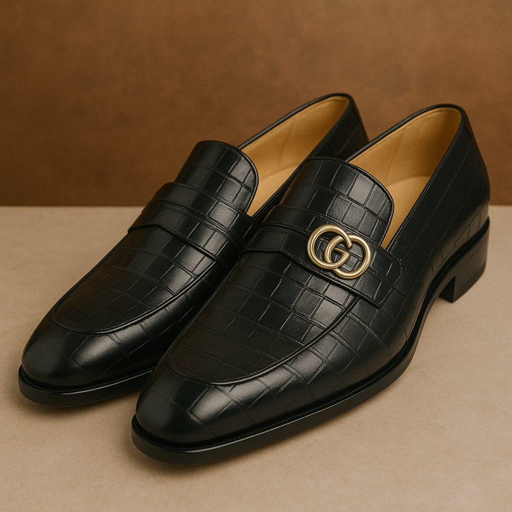 Men's Croc-Embossed Leather Loafers - Image 2