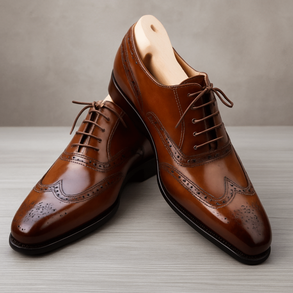 Premium Handmade Brown Leather Oxford Brogue Shoes for Men | Formal Wingtip Dress Shoes | Genuine Leather Worldwide Shipping