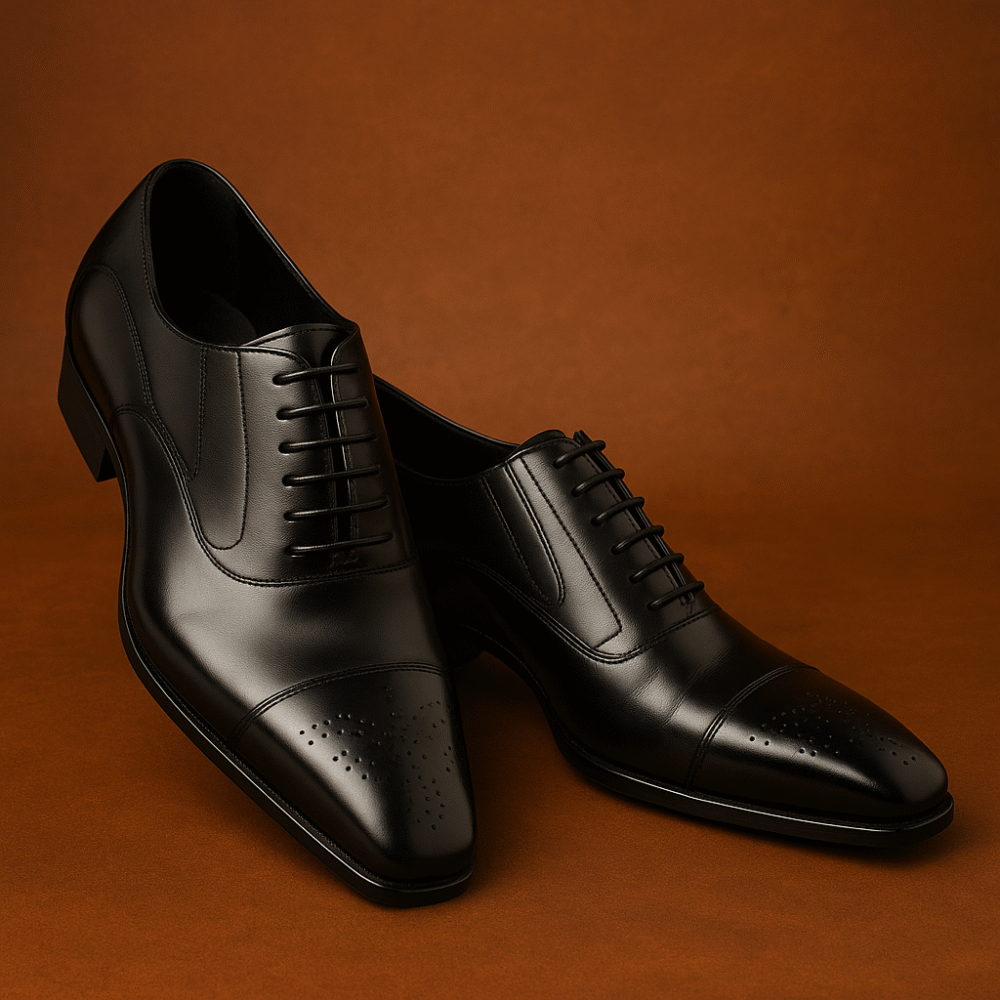 Premium Handmade Black Leather Oxford Shoes for Men – Formal Dress Shoes for Office, Weddings & Business Wear
