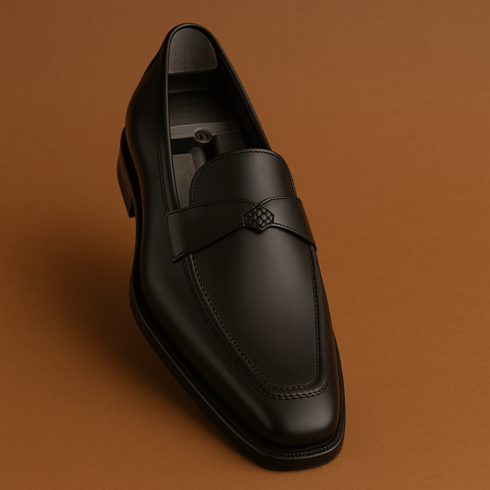 Premium Black Leather Loafers for Men – Handmade Formal Slip-On Shoes | Luxury Dress Footwear for Business & Casual Wear