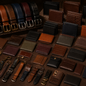 Leather wallets, folders, belts card holder